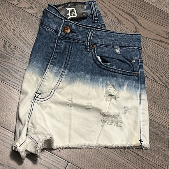 Dollhouse Pants - Dollhouse Blue and White Dip-Dye Jean Shorts